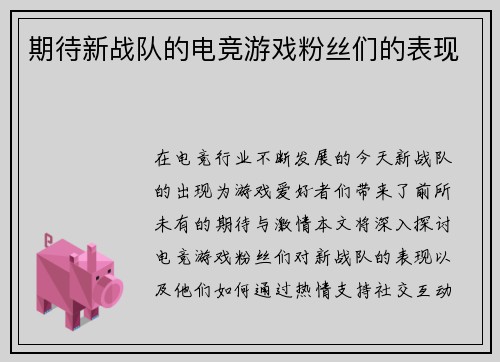 期待新战队的电竞游戏粉丝们的表现
