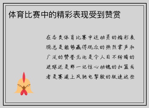 体育比赛中的精彩表现受到赞赏